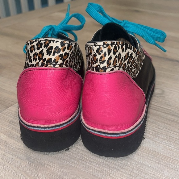 SoleTech Hand Painted Leather Lace Up Shoes Women 7 leopard funky whimsical - Picture 5 of 13